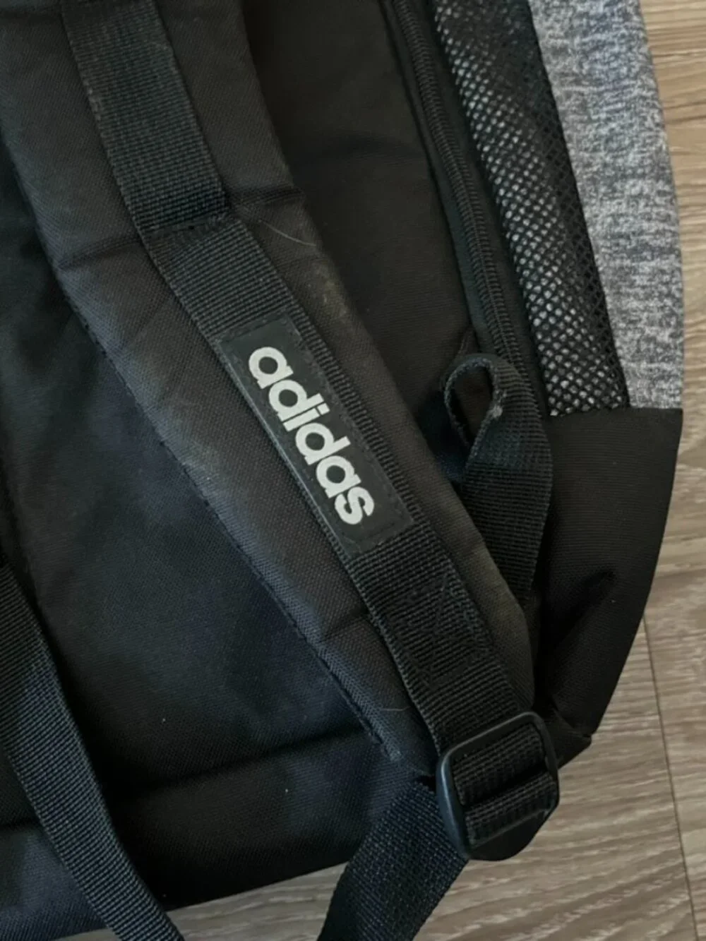 ADIDAS Heather Grey Black 3-Stripe Cinch Top Loader Backpack Rucksack